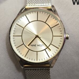 Nine West Gold-Tone Mesh Bracelet Watch